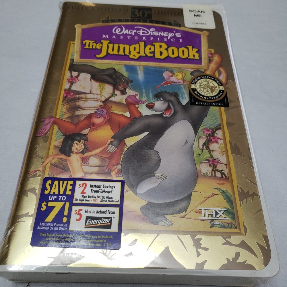 Disney's Masterpiece The Jungle Book 30th Anniversary VHS 1997 New Sealed